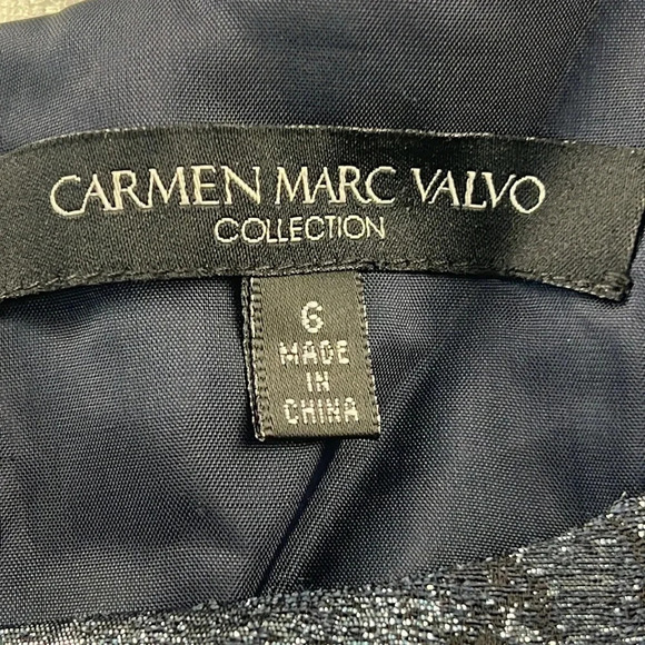 Carmen Marc Valvo Collection Wool Blend Sleeveless Metallic Jacquard Dress 6 NWT - Picture 11 of 14